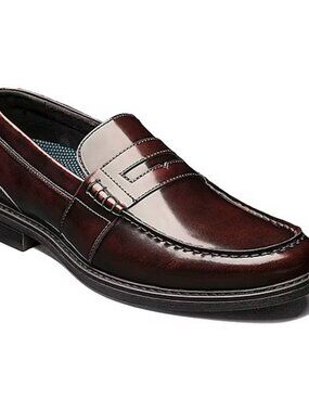 Mens Nunn Bush SZ 14M Colter Burgundy Penny Loafer Dress Shoes Threadwork Needed